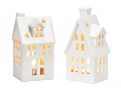 Casuta suport lumanare din portelan 7x14x5 cm